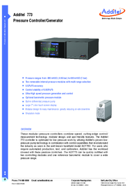 Thumbnail of document Data Sheet - ADT773 Pressure Controller/Generator